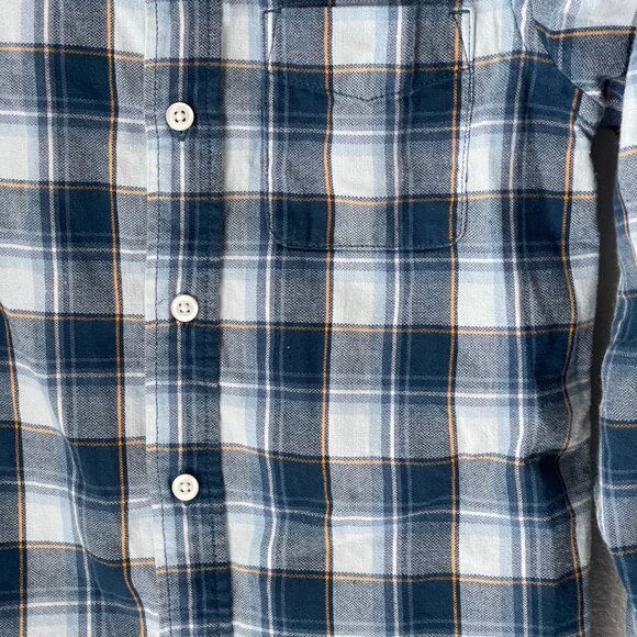 Blue & White Plaid Long-Sleeve Button-Up Shirt By Place Size M 7/8 Boys - Picture 6 of 11